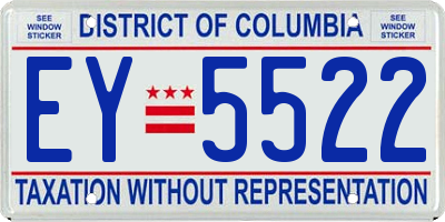 DC license plate EY5522