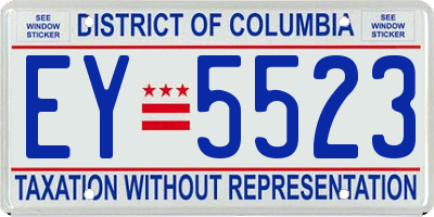 DC license plate EY5523