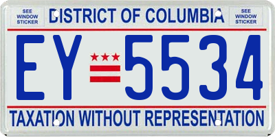 DC license plate EY5534