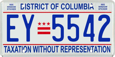 DC license plate EY5542