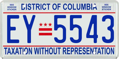 DC license plate EY5543
