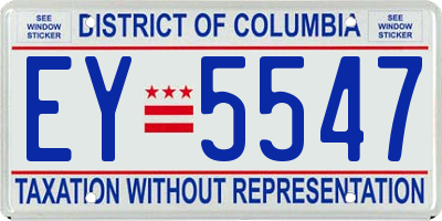 DC license plate EY5547