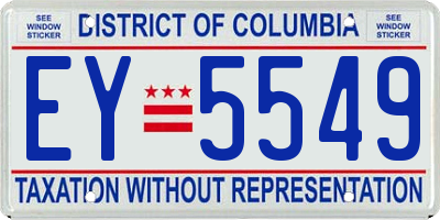 DC license plate EY5549