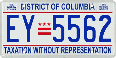 DC license plate EY5562