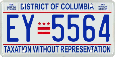 DC license plate EY5564