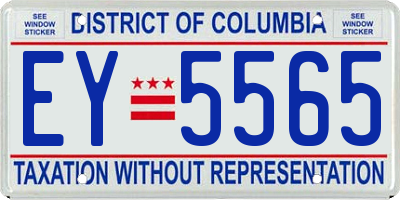 DC license plate EY5565