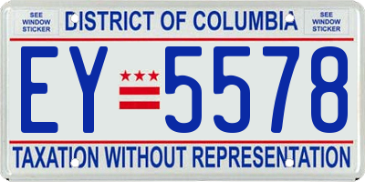 DC license plate EY5578