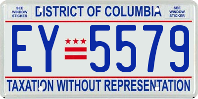 DC license plate EY5579