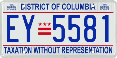 DC license plate EY5581