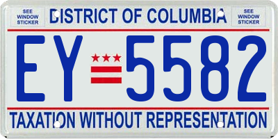 DC license plate EY5582