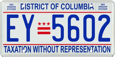 DC license plate EY5602