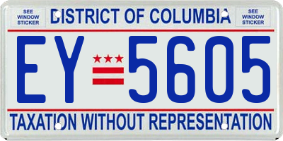 DC license plate EY5605