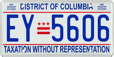 DC license plate EY5606