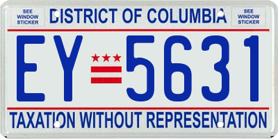 DC license plate EY5631