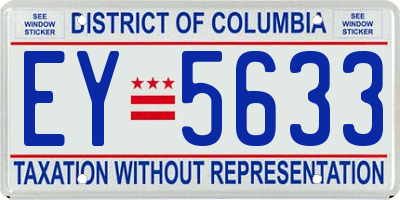 DC license plate EY5633