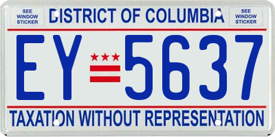 DC license plate EY5637