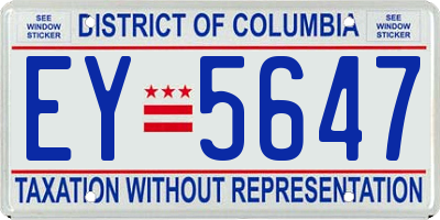 DC license plate EY5647