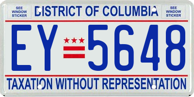DC license plate EY5648