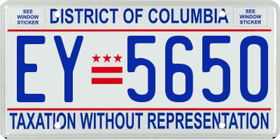 DC license plate EY5650