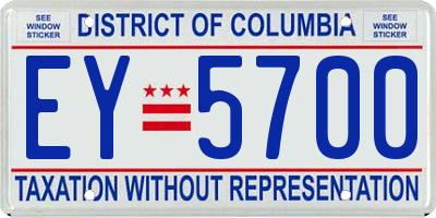 DC license plate EY5700