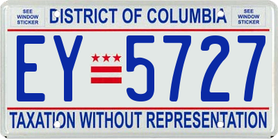 DC license plate EY5727
