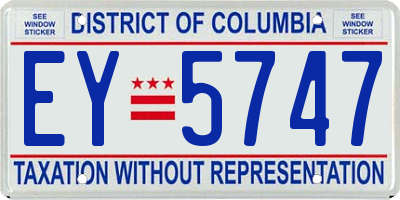 DC license plate EY5747