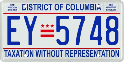 DC license plate EY5748