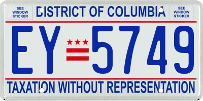 DC license plate EY5749