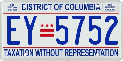 DC license plate EY5752