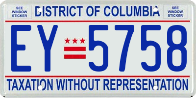 DC license plate EY5758