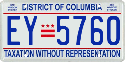 DC license plate EY5760