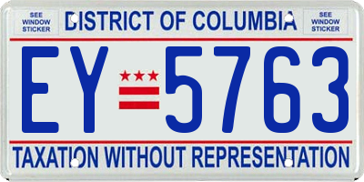 DC license plate EY5763