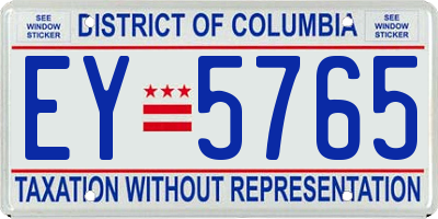 DC license plate EY5765