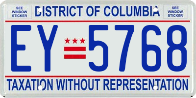 DC license plate EY5768