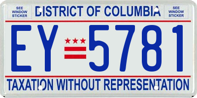 DC license plate EY5781