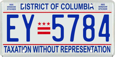 DC license plate EY5784