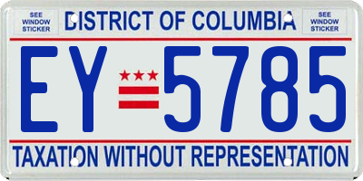 DC license plate EY5785