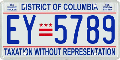 DC license plate EY5789