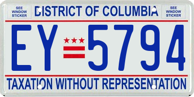 DC license plate EY5794