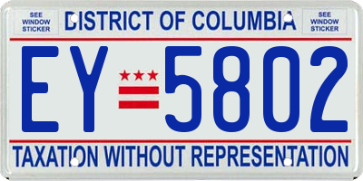 DC license plate EY5802