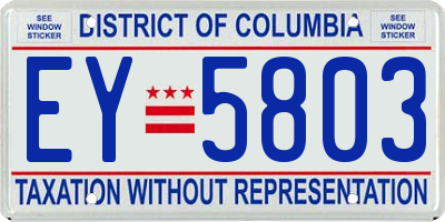 DC license plate EY5803