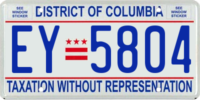 DC license plate EY5804