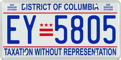 DC license plate EY5805