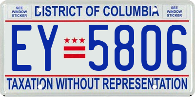 DC license plate EY5806