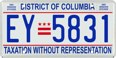 DC license plate EY5831