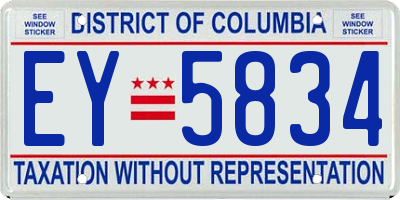 DC license plate EY5834