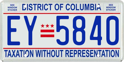 DC license plate EY5840