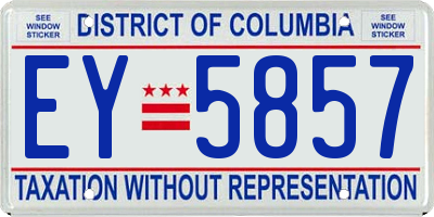 DC license plate EY5857