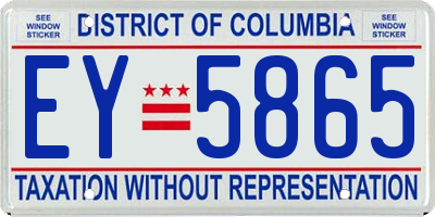 DC license plate EY5865