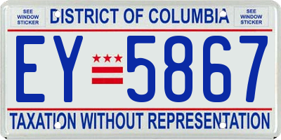 DC license plate EY5867